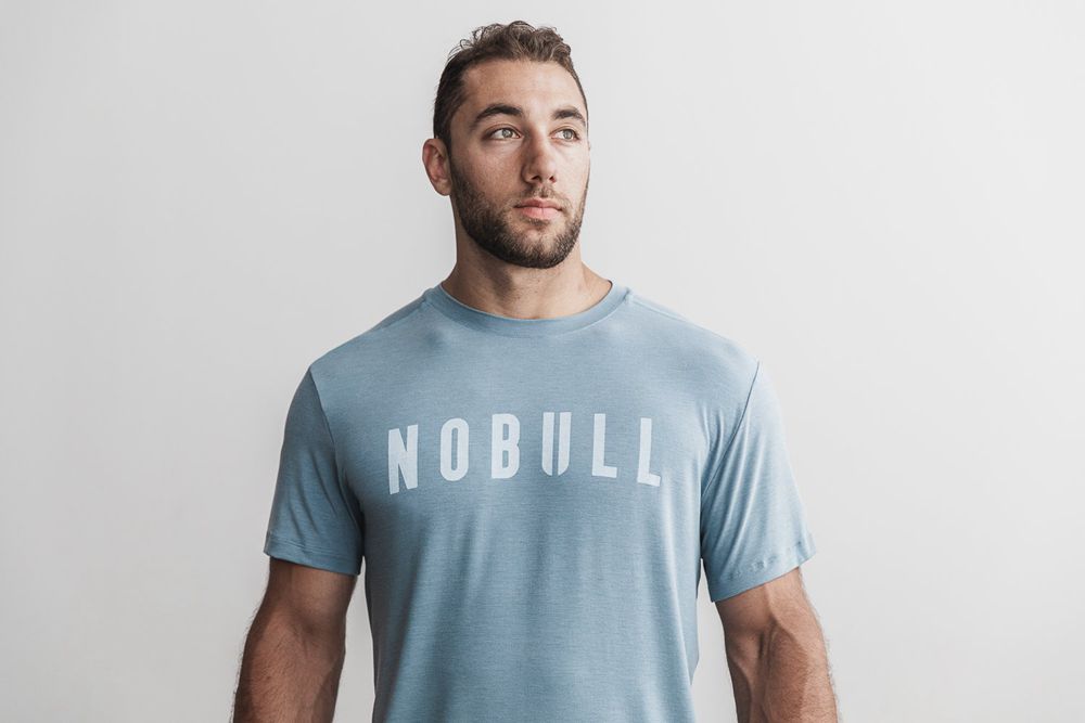 T-Shirts NOBULL Homme Bleu Clair - NOBULL,France (1746-QTSWM)